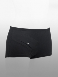 black bikini shorts with pocket for those who want to go bathing with diabetes