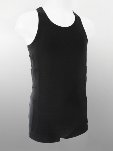 ein weisses Kindertanktop mit Taschen die Diabeteshilfsmittel verstecken und mit dessen Hilfe niemand weiß. dass du diabetes hast